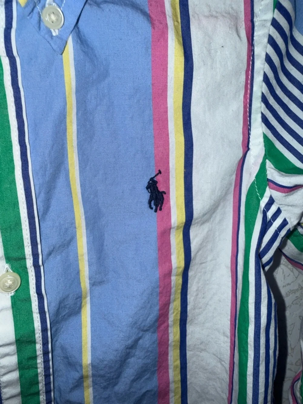 Ralph Lauren Boys' Multicolor Striped Button-Down Shirt - Blue/Green/White, 3/3T